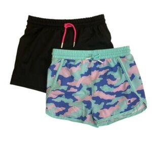 NWT Champion Girls Black/Aruba Blue Shorts (14/16) - 2 Pack